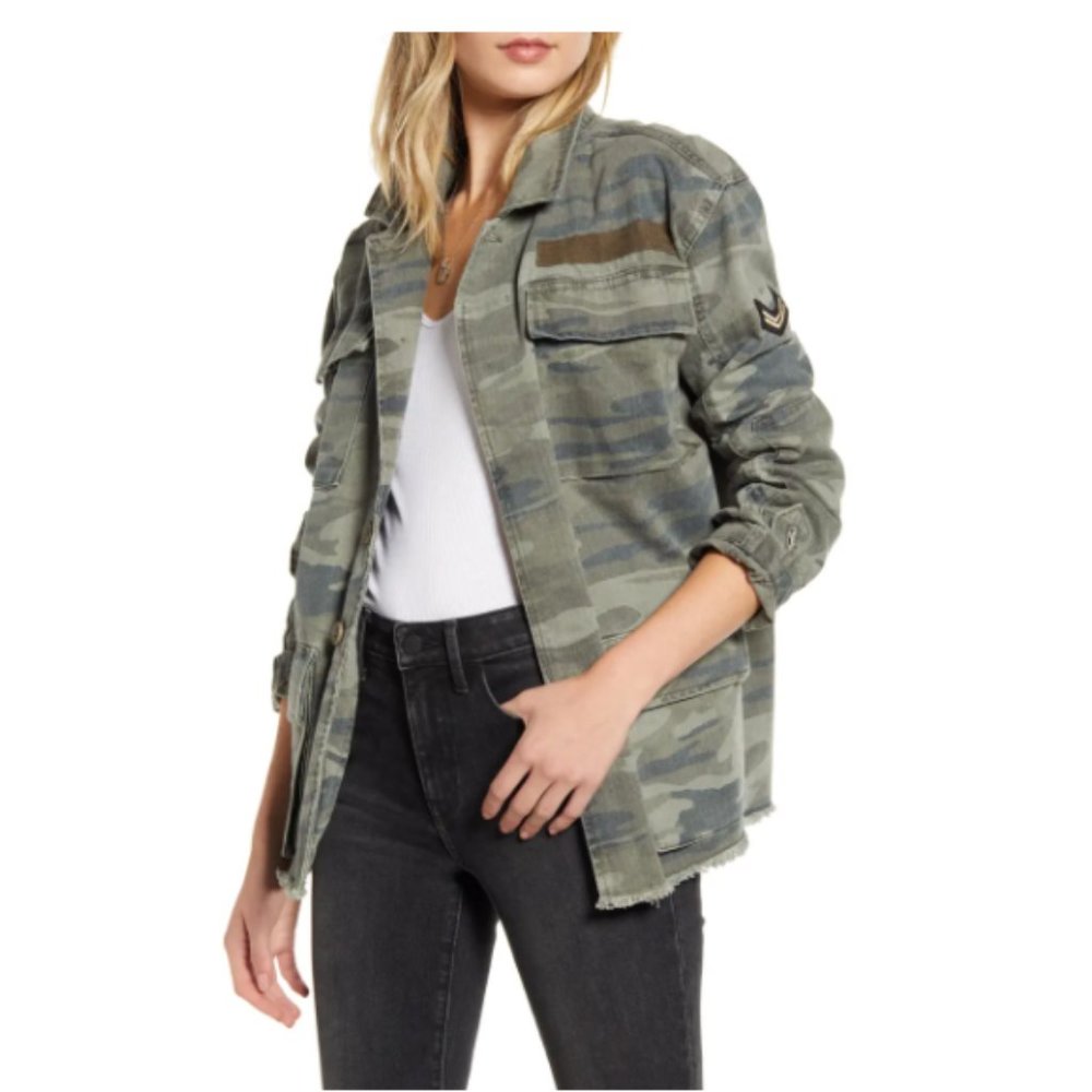 TREASURE & BOND PATCH DETAIL CAMO COTTON JACKET SM